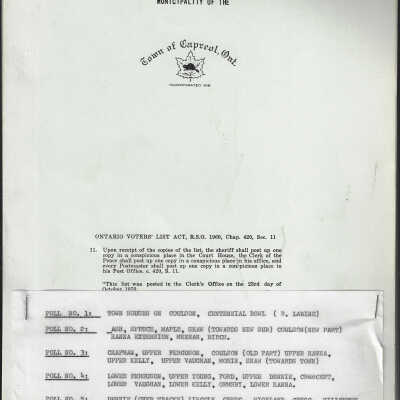 Town of Capreol Voters' List, 1960