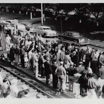 Photograph- Large Crowd Gathered for Adam Sweezey's Retirement