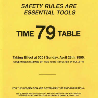 Employee Timetable, ONR 79, April 29th 1990.