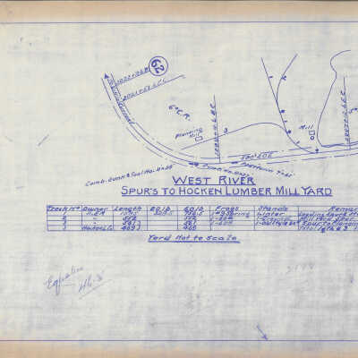 Spur Plan for Algoma Eastern Railway's West River Spurs to Hocken Lumber Mill Yard