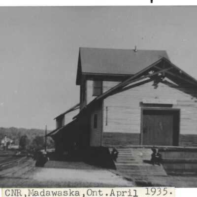 Photograph, CNR Station at Madawaska, Ontario, April 1935.