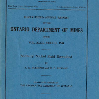 Ontario Department of Mines Vol 43, Part 2, 1934: Sudbury Nickel Field Restudied