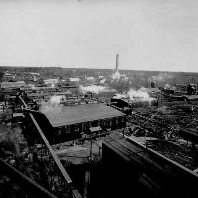 Photograph, General view Guncotton Plant, and Warehouses, British Cordite Company, Nobel, Ontario.