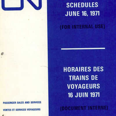 Timetable, Passenger Train Schedules, June 16th 1971.