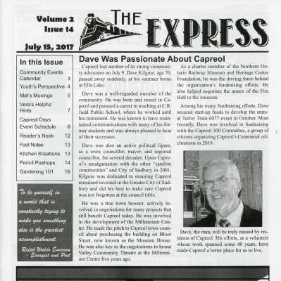 The Express Vol. 2 Iss. 14 (July 15, 2017) Front page