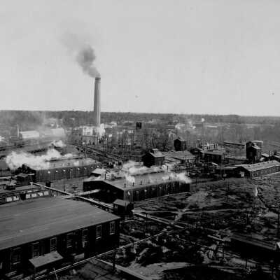 Photograph, General view, Smoke Stack, Power House, etc., British Cordite Company, Nobel, Ontario.