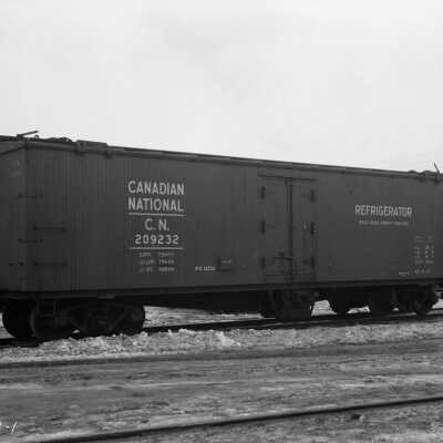 Photograph, Canadian National Railways, wood refrigerator car no. 209232, August 1937.