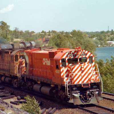 Photograph, Canadian Pacific Locomotive 4567 followed by two 4200 series engines