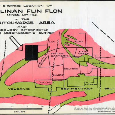 Map Showing Location of Callinan Flin Flon Mines Limited, Manitouwadge Area.