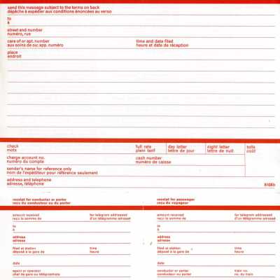 Document, CN Telecommunication sheet, blank.