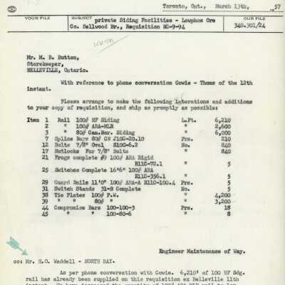 Document, CN Interdepartmental Correspondence.