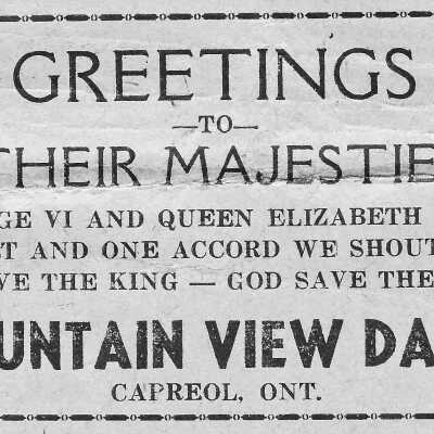 Newspaper Advertisement, Mountain View Dairy.