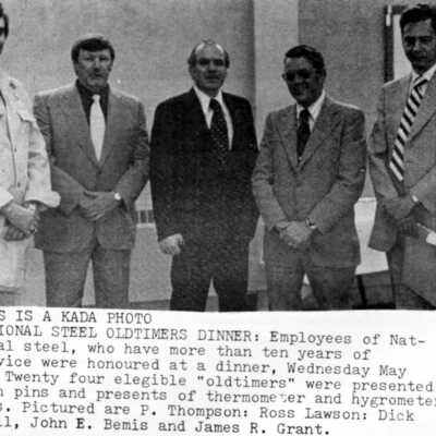 Photograph, National Steel Old Timers Dinner, P. Thompson, Ross Lawson, Dick Paul, John E. Bemis, James R. Grant.