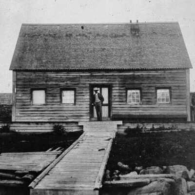 Photograph, Hudson Bay Company Post, Bear Island, Lake Temagami, Ontario.