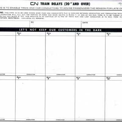 Document, CN Train Delays Calendar, Blank.