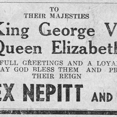 Newspaper Advertisement, Alex Nepitt and Staff.