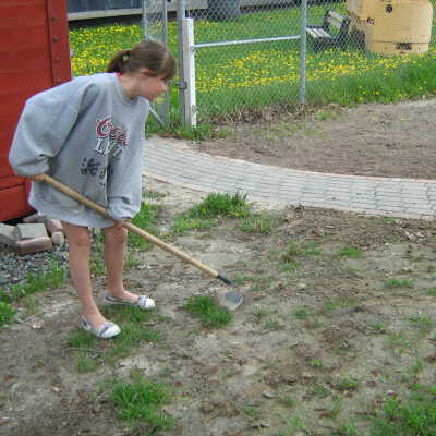 Photograph, NORMHC, Fran Michelutti's Granddaughter, Garden of Life construction.