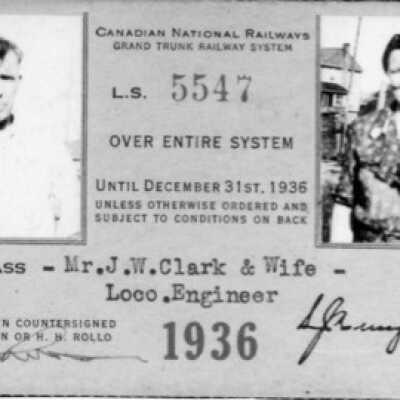 Document, Canadian National Railways Entire Pass, JW Clark and Wife, 1936.