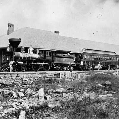Photograph, Canadian Northern Railway, first train into Meaford, Ontario.