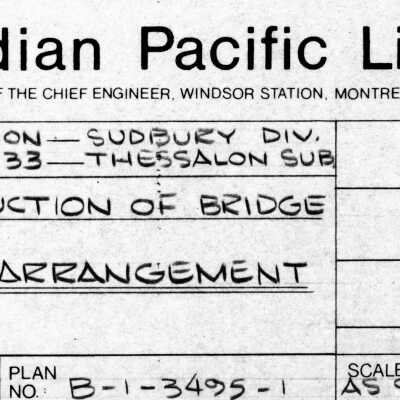 Document, Plan, Canadian Pacific Railway, Eastern Region, Sudbury Division, Thessalon Subdivision, Bridge 133.33, February 20th 1975.