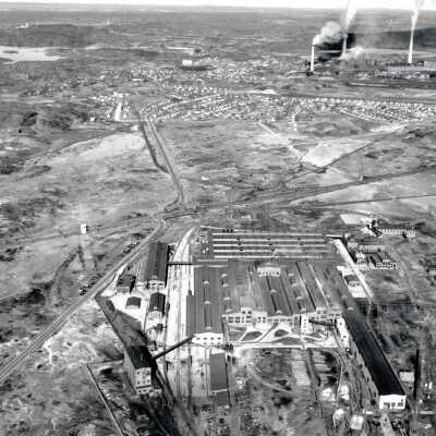 Photograph, Copper Cliff Refinery, SCCSER R of W, Old Rail Route, Early 1950s.