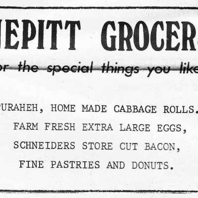 Newspaper Advertisement, Nepitt Grocers.