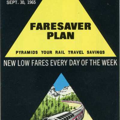 Brochure, Canadian Pacific Faresaver Plan, In Effect May 1, 1965 to Sept. 30, 1965.