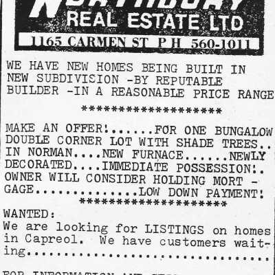 Newspaper Advertisement, Northbury Real Estate.