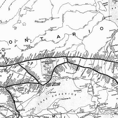 Map - Canadian National lines through Northern Ontario