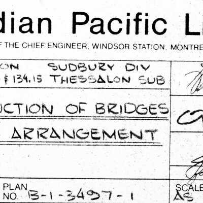 Document, Plan, Canadian Pacific Railway, Eastern Region, Sudbury Division, Thessalon Subdivision, Bridge 134.06, February 20th 1975.