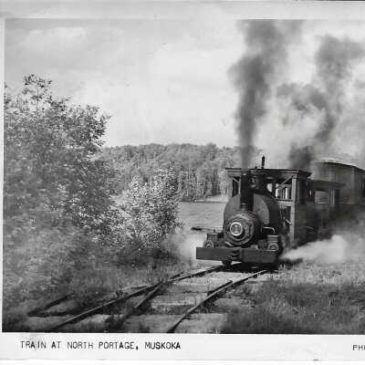 Postcard Showing a Train at North Portage, Muskoka, Ontario