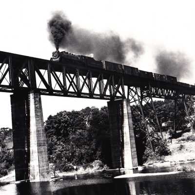 Photograph, CPR East bound freight, Parry Sound. July 12th 1955.