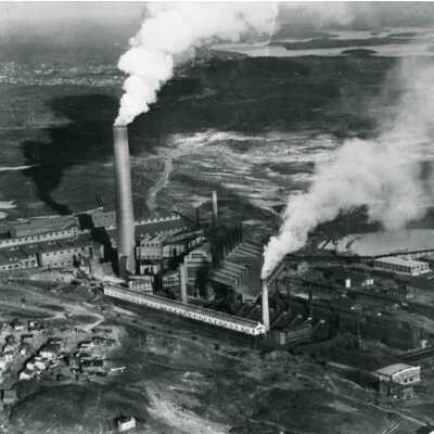 Photograph, International Nickel Co, Aerial view of Copper Cliff plant, Copper Cliff, Ontario.