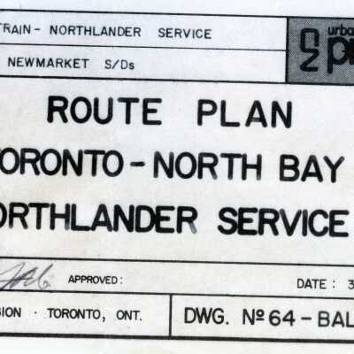 CN Rail Plans, Route Plan, Toronto-North Bay Northlander Service.