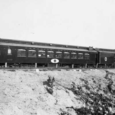 Photograph, Canadian Northern Railway Red Cross Train, Valcartier Camp, Quebec.