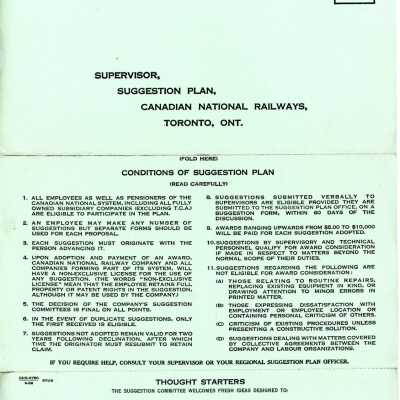 Document, CNR Suggestion Card, Blank.