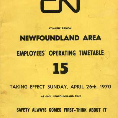 Employee Material, Atlantic Region, Newfoundland Area, "15", April 26th 1970.