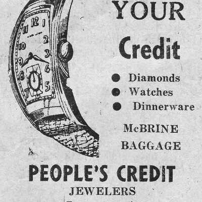 Newspaper Advertisement, People's Credit Jewelers.