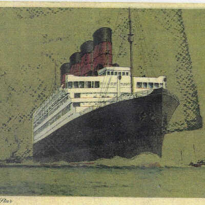 Reproduction of a Postcard showing the Gunard White Star's Ship Aquitania