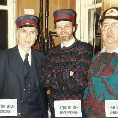 Photograph, Nector Walch, Conductor, Norm Wilson, Brakeman, Ron Currier, Engineman.