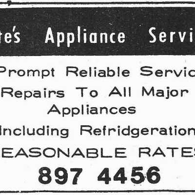 Newspaper Advertisement, Pete's Appliance Service.
