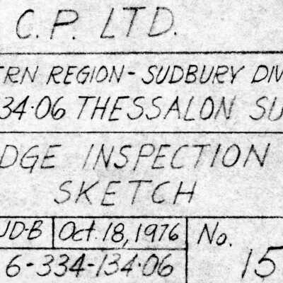 Document, Plan, Canadian Pacific Railway, Eastern Region, Sudbury Division, Thessalon Subdivision, Bridge 134.06, February 20th 1975.