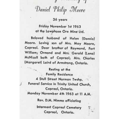 Document, Obituary, Daniel Philip Moore.