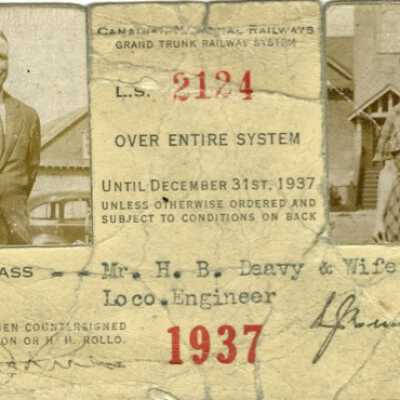 Canadian National: Entire System Pass, HB Deavy and Wife, 1937