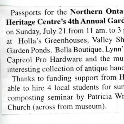 "News from Capreol" in Valley Vision, 10 July 2002
