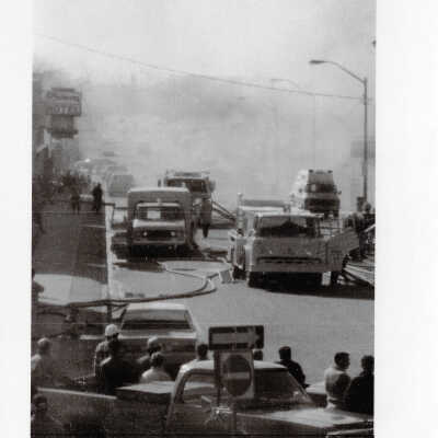 Photograph, Black and White, Capreol Hardware Store Fire, May 2nd 1986
