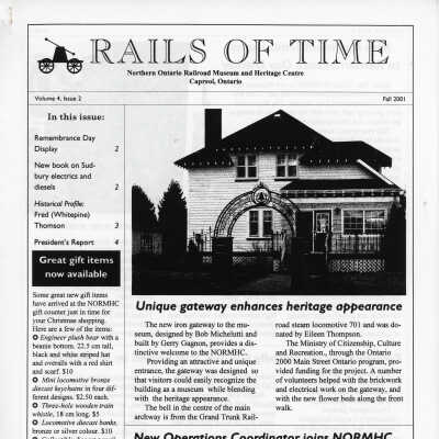 NORMHC Rails of Time Newsletter, Vol. 4 Iss. 2 (Fall 2001)