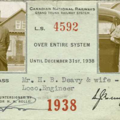 Canadian National: Entire System Pass, H. B. Deavy and Wife, 1938