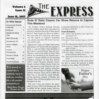 Capreol Express Vol 2, Iss 12 (June 15, 2017) Cover