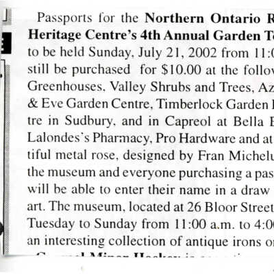 "News from Capreol" in Valley Vision,
